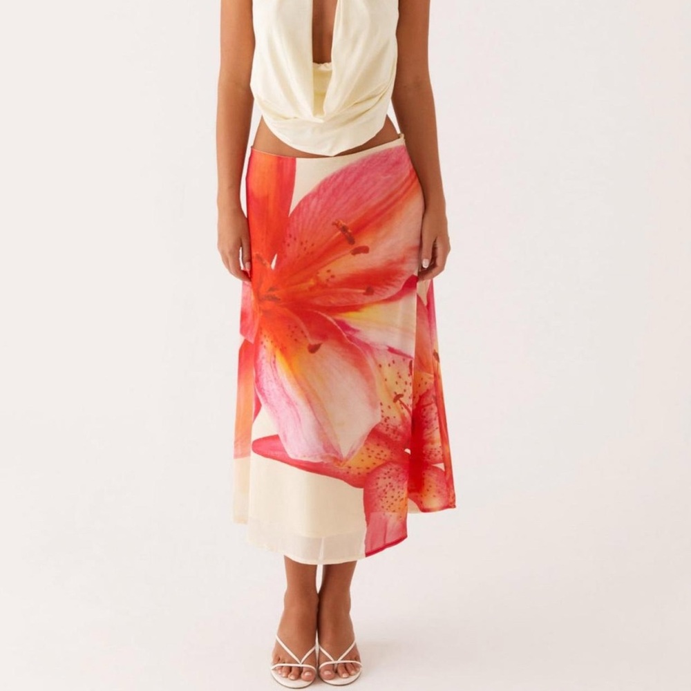 Peppermayo Floral Midi Skirt - Red and Pink - Picture 2 of 3